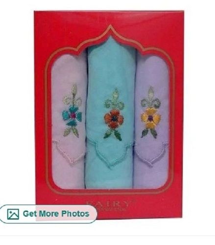 Embroidered Ladies Handkerchief - Standard Size, Various Colors | Color Fastness, Shrink Resistance, Flawless Finish, True Value of Money, Timely Delivery