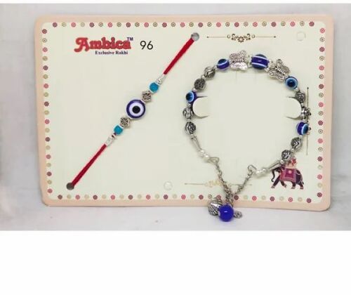 Fancy Designer Lumba Rakhi Combo - Premium Material, Multi Color | Elegant Design, Intricate Work, Comfortable Fit, Eco-Friendly, Embellished Stones