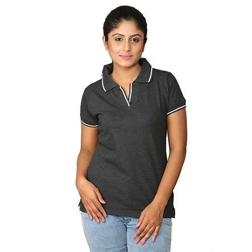 Half Sleeve Ladies Collar T Shirt