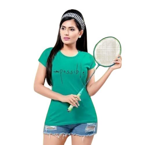 Ladies Premium Quality Cotton T-Shirts - Soft Breathable Slim Fit, Green Color, Short Sleeves, Machine Washable, Available in S, XS, XXXL
