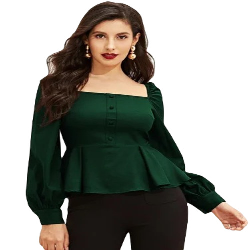 Ladies Green Peplum Top