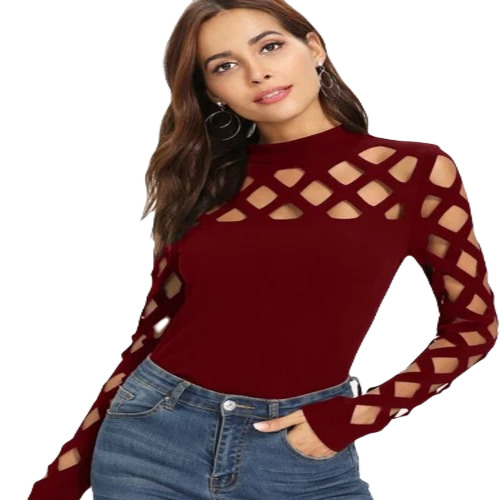 Ladies Maroon Fancy Top