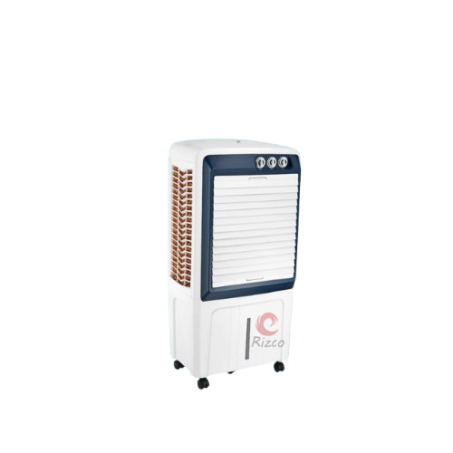 RIZCO Tower Air Cooler - Above 50 Litre Capacity 40W Power Consumption | White Plastic Build Manual Cleaning Method 40-60 ft Air Throw Coverage