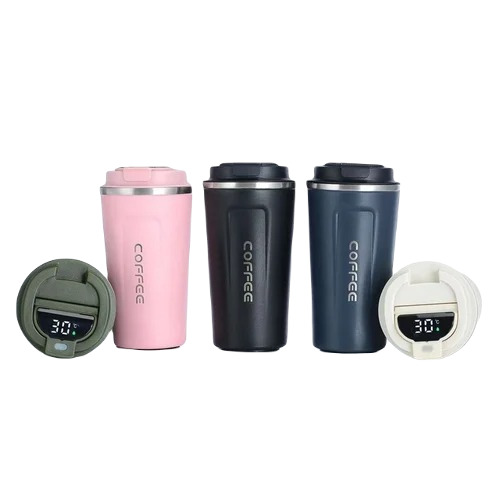 Promotional Travel Mugs - Color: Pink And Black
