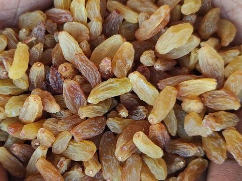 Raw Raisins - Dried Kishmish Elongated Shape Brown Color Very Good Quality Standard Size Sweet Taste Shelf Life: 6 Months