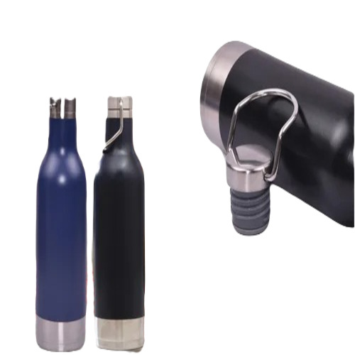 Customized Stainless Steel Water Bottle - Round Shape, Blue and Black Color | Screw Cap, Perfect for Drinking and Gifting