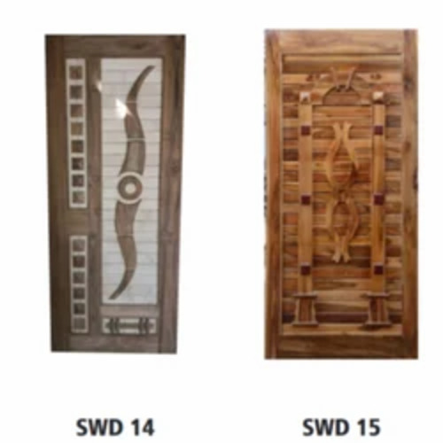 Teak Wood Double Door - Good Condition, Premium Quality, Antique Design | Swing Open Style, Customized Size, Brown Color