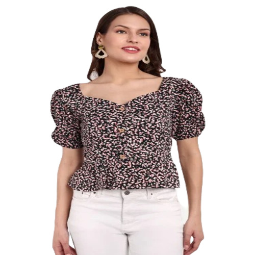 Women Western Wear Top - Crepe Fabric Sizes XS-L Multicolor Printed Design | Fancy Style for Casual Summer Occasions