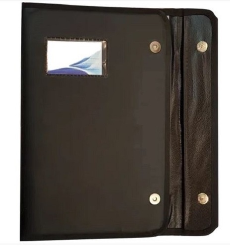 3 Fold Black Leather Executive File Folder