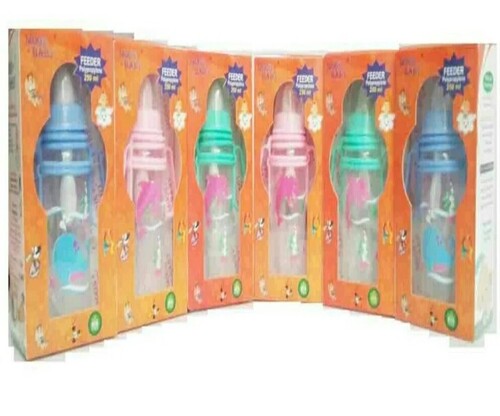 Baby Glass Feeding Bottle - 50 mL Transparent Plastic | Multi Color, Designed for Infants Aged 3-12 Months