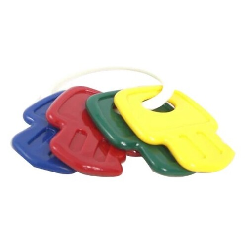 Baby Key Teethers - Plastic Material, Multi Color (Blue, Red, Green, Yellow) | For Ages 3-12 Months, Great for Sensory Exploration