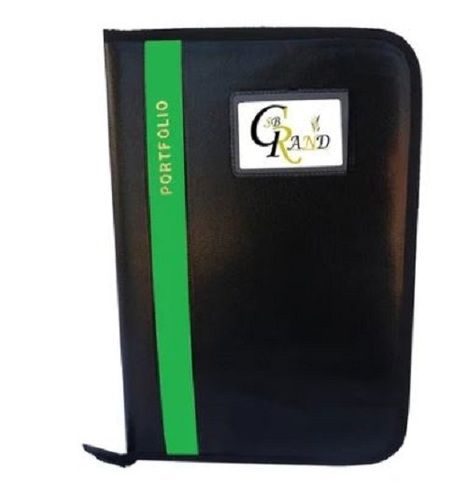 Black And Green Leather Portfolio File Folder