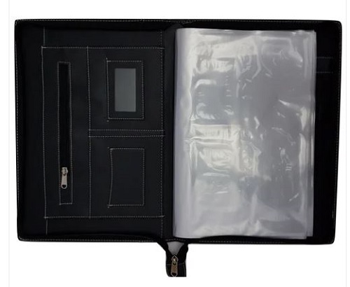 Black Leather Document File Folder