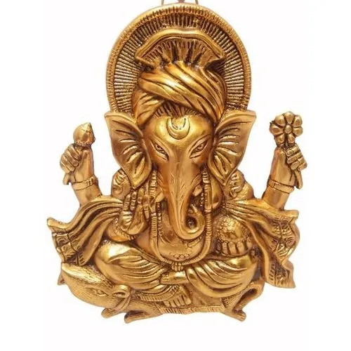 Brass Ganesh Statue - 3.5 Inches, Golden Color | Modern Arts Style, Eco-Friendly and Durable