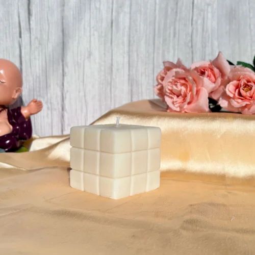 Bubble Candle - 6x6x6 Inches | Premium Quality Handmade with Smooth Finish Unique Square Shape Modern Aesthetic in Soft Pastels Ideal for Bars Birthdays Home Decoration and Parties