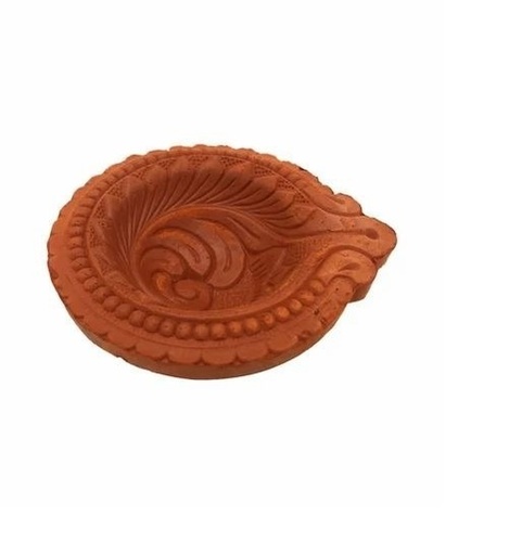 Handmade Clay Diya - Traditional Red Design For Festivals | Unique Decorative Item, Plain Diya Shape