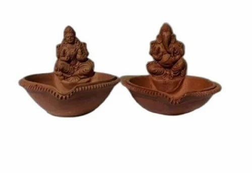 Clay Diya Set - Handmade Round Brown Diya | Plain Pattern, Perfect for Diwali, Set of 2