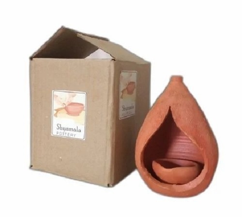 Clay Nariyal Shape Diya - 2 Inch Round, Brown Color | Handmade from Clay, Plain Pattern, Ideal for Diwali Celebrations
