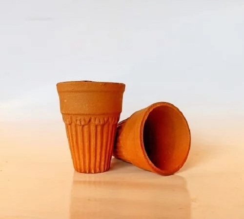 Earthen Glass - 100 ML Earthenware, Red Cups for Tea, Lassi, Coffee | Handmade, Round Shape, Lightweight at 20 grams