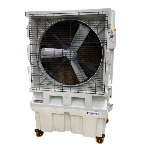 Evaporative Air Cooler - Plastic Material 150 L Capacity 250 Sq Ft Cooling Area | Electric Powered Manual Cleaning White and Gray Color