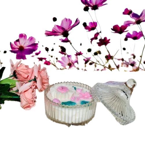 Gardenia Bloom Candle - Soy Wax, 10 x 10 x 12 cm, White | Color Changing, Hand-Poured Craft, Unique Round Shape, Smooth Finish, Modern Aesthetic, Soft Pastels