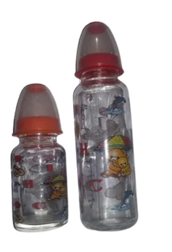 Glass Baby Bottle - 120ml & 250ml Capacity, Multi Color Printed Soda Lime Glass | Suitable for Ages 3-12 Months, Natural Finish
