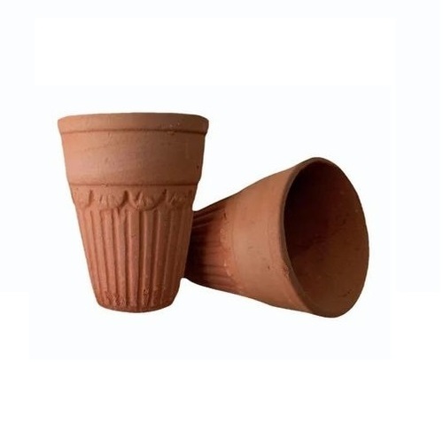 Clay Tea Cup - 65 Milliliter Capacity, Red Color, Smooth Finishing, Round Shape
