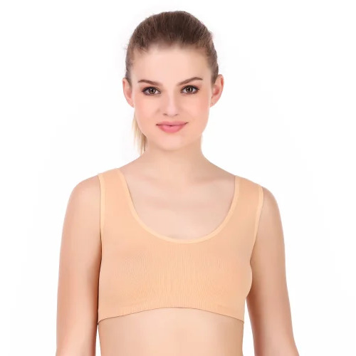 Ladies Beige Non Padded Sports Bra