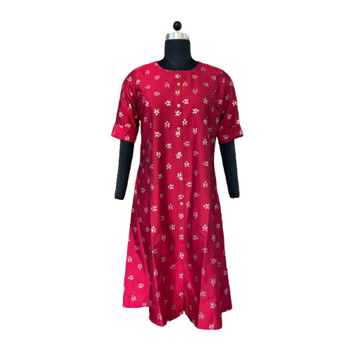 Ladies Kurthis - Cotton Blend, Printed Design, Red and Yellow Colors | Anti-Wrinkle, Breathable, Comfortable, Attractive Modern Look for Casual Wear