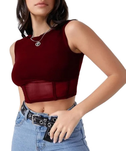 Ladies Maroon Sleeveless Top