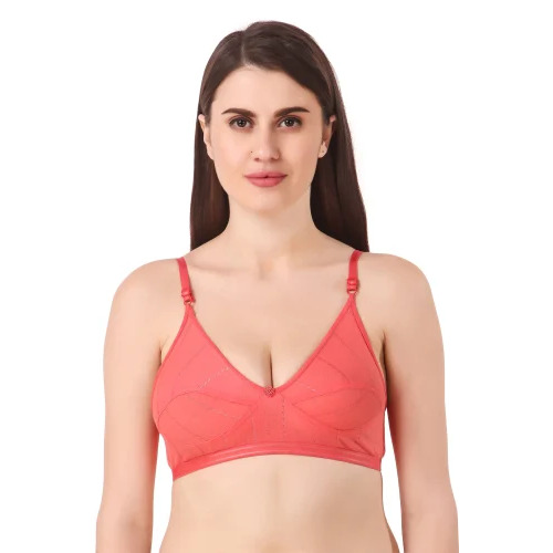 Ladies Peach Lightly Padded T Shirt Bra