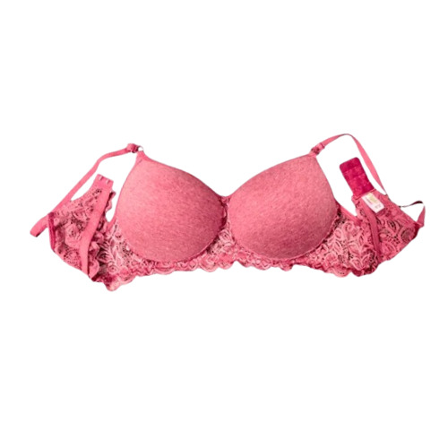 Ladies Pink Cotton Lace Push Up Bra