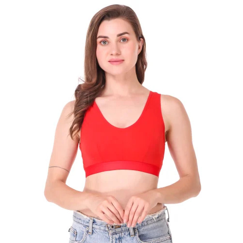 Ladies Red Cotton Sports Bra