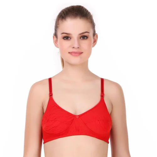 Ladies Red Plain T Shirt Bra