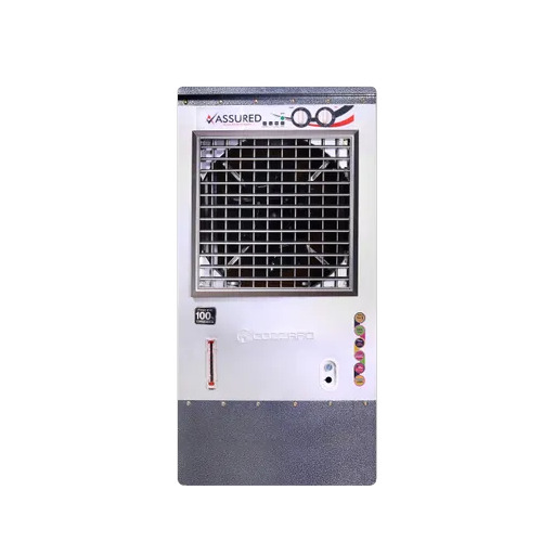 Metal Air Cooler - 55L Capacity, 220V Voltage, 60 Feet Cooling Area | Manual Cleaning, Electrical Power Source, Suitable for Home and Industry, White and Gray Finish