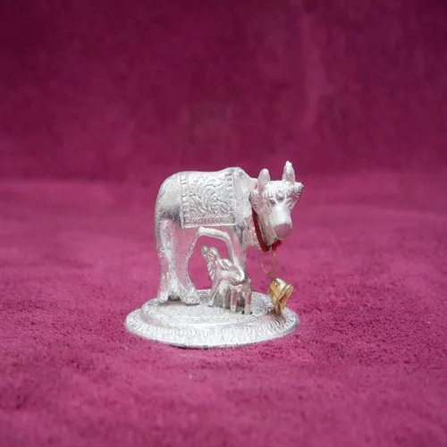 Metal Silver Cow Idol