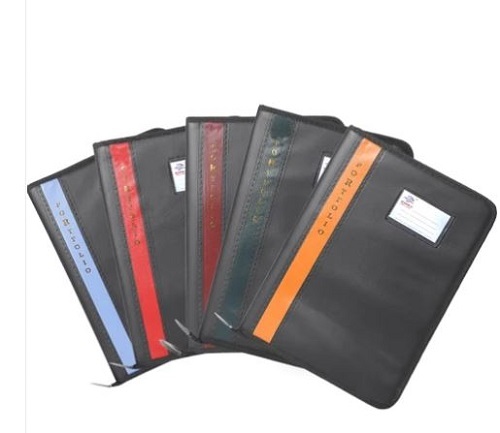 Plain Black Leather Document File Folder