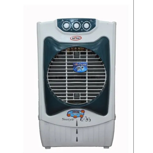 Plastic Desert Air Cooler - 30l Honeycomb Pad Cooling Floor Standing Design Manual Cleaning Blue And White Color