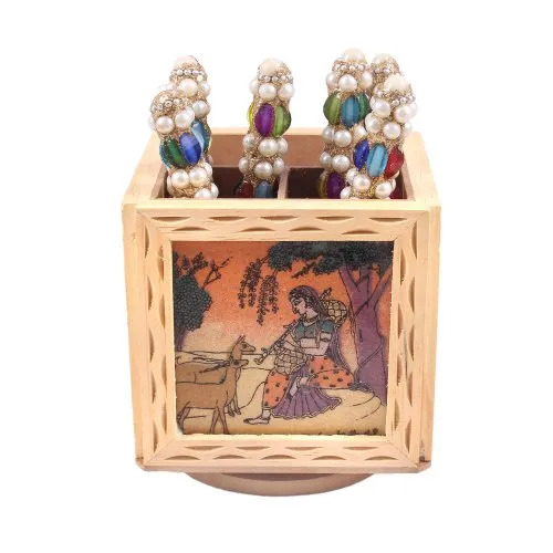 Promotional Wooden Pen Stand - New Square Design, Antique Imitation Style, Customized Box Packaging, Ideal for Business Gifts and Arts And Crafts