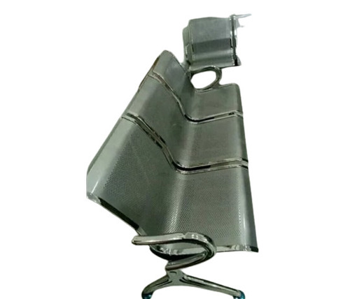 Three Seater Visitor Chair - Mild Steel, Polished Silver Finish | Standard Design, Made in India, No Folding