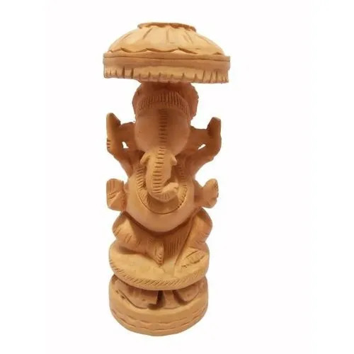 Wooden Ganpati Statue - Good Quality Brown Wood , Eco-Friendly, Durable, Easy To Clean, Modern Arts Hindu Theme