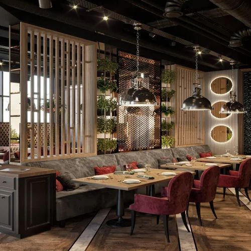 Wooden Restaurant Dining Set - Durable Wood and Steel, Modern Design with Easy to Clean Surfaces and Versatile Indoor/Outdoor Use