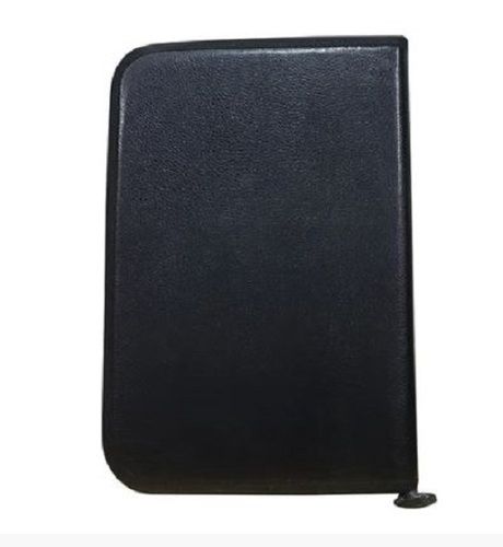 Zipper Closure Black Leather Portfolio Folder