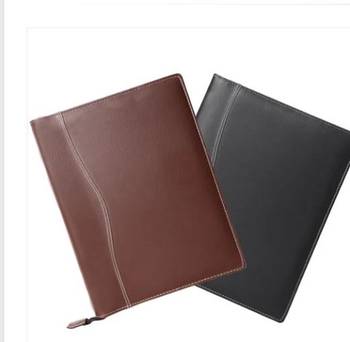 Zipper closure Leather Document File Folder