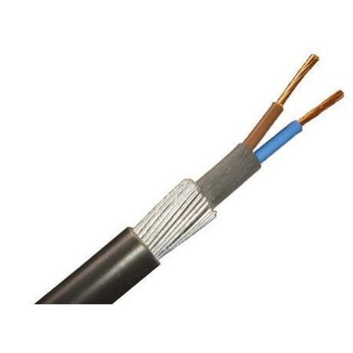 2 Core Armoured Cable - 1.5 sqmm 90m Length Three Phase Copper Conductor Stranded Round Shape PVC Insulation Black Jacket