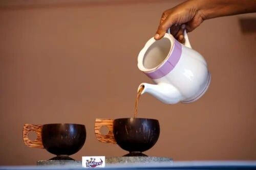 Coconut Shell Tea Cup - 200 Ml Dark Brown | Eco-Friendly Durable Build Smooth Finish Lightweight Biodegradable Rustic Appearance Sustainable Source
