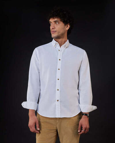 Cotton Linen Shirt - Classic Fit, Elegant White Color | Lightweight, Breathable, Quick-Drying, Soft Feel, Full Sleeves