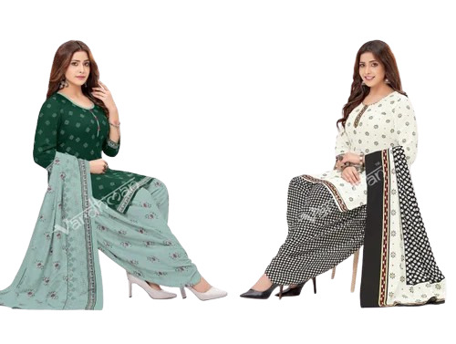 Cotton Salwar Suit - Light Weight, Breathable Design | 100% Pure Cotton, Printed Green & White, Customized Size, Ideal for Summer & Winter