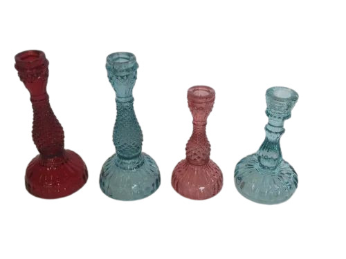 Decorative Candle Stand - Glass Material, Multicolor Design | Modern Arts Style, Ideal for Home Decoration and Gifting