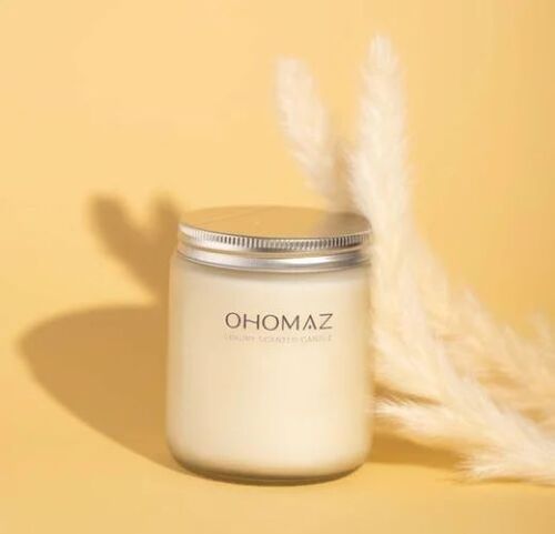 Frosted Maison Jar Glass Scented Candle - Premium Quality Soy Wax, White Color, 28 Hours Burn Time | Eco-Friendly, Non-Toxic, Hand-Poured, Subtle Scent, Soft Glow, Smoke-Free